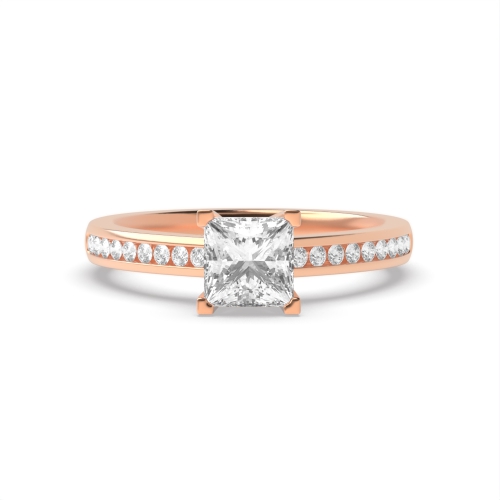 4 Prong Princess Rose Gold Corner claws open setting Engagement Rings