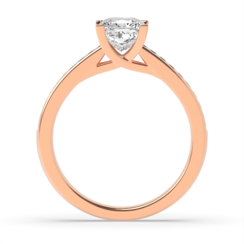 4 Prong Princess Rose Gold Corner claws open setting Engagement Rings
