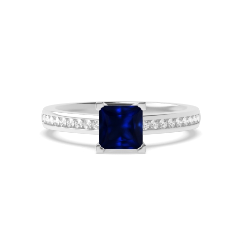 4 Prong Princess Corner claws open setting Blue Sapphire Engagement Rings