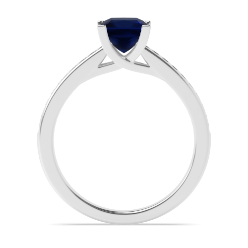 4 Prong Princess Corner claws open setting Blue Sapphire Engagement Rings