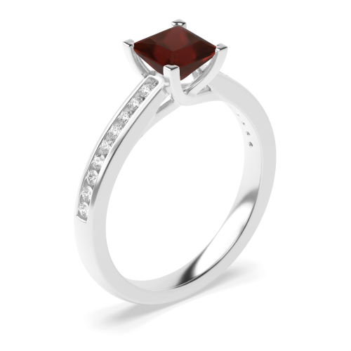 4 Prong Princess Corner claws open setting Garnet Engagement Rings