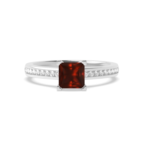 4 Prong Princess Corner claws open setting Garnet Engagement Rings