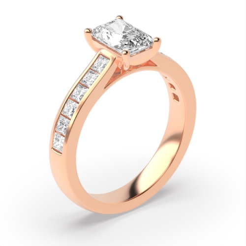 4 Prong Radiant Rose Gold Square claws open set Engagement Rings