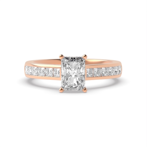 4 Prong Radiant Rose Gold Square claws open set Engagement Rings