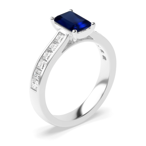 4 Prong Radiant Square claws open set Blue Sapphire Engagement Rings