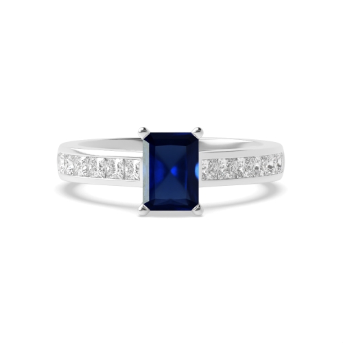 4 Prong Radiant Square claws open set Blue Sapphire Engagement Rings