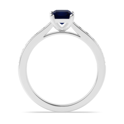 4 Prong Radiant Square claws open set Blue Sapphire Engagement Rings