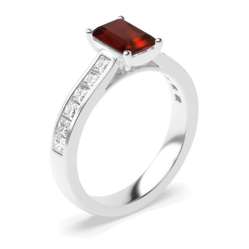 4 Prong Radiant Square claws open set Garnet Engagement Rings