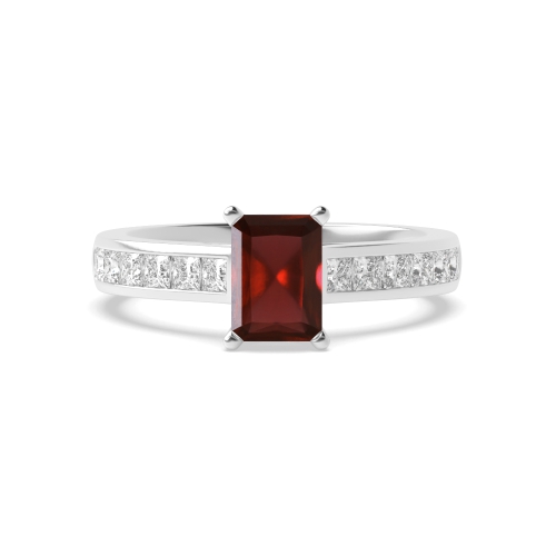 4 Prong Radiant Square claws open set Garnet Engagement Rings