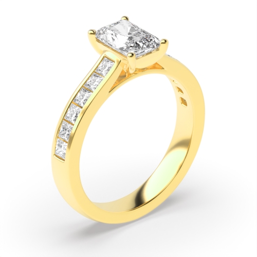 4 Prong Radiant Yellow Gold Square claws open set Engagement Rings