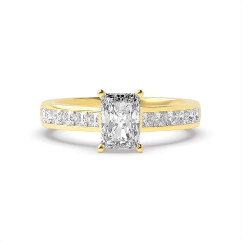 4 Prong Radiant Yellow Gold Square claws open set Engagement Rings