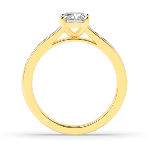4 Prong Radiant Yellow Gold Square claws open set Engagement Rings