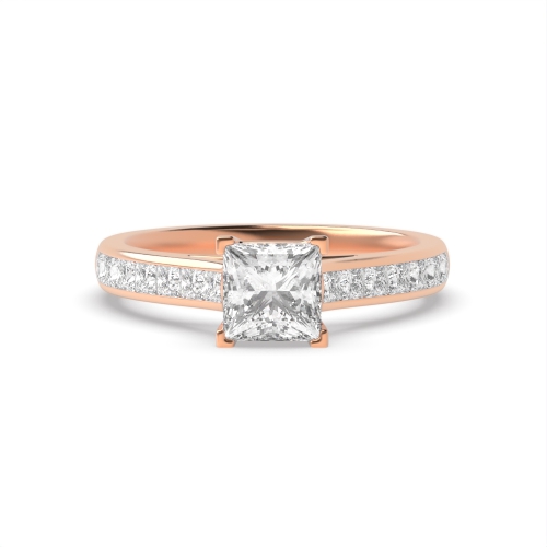4 Prong Princess Rose Gold Corner claws v shaped Engagement Rings