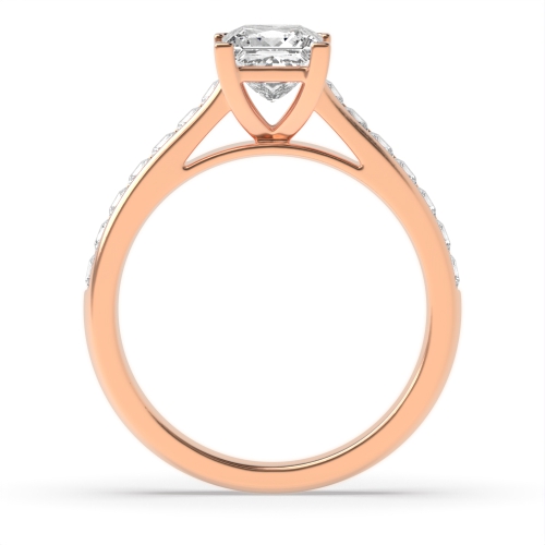 4 Prong Princess Rose Gold Corner claws v shaped Engagement Rings