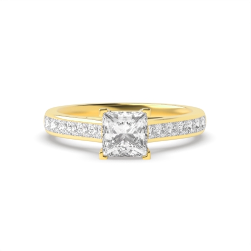 4 Prong Princess Yellow Gold Corner claws v shaped Engagement Rings
