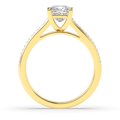 4 Prong Princess Yellow Gold Corner claws v shaped Engagement Rings