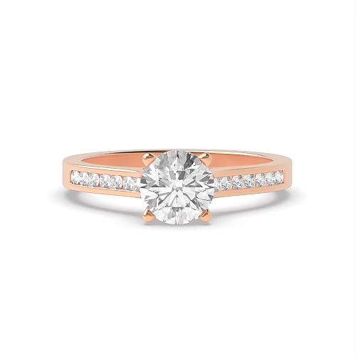 4 Prong Round Rose Gold Channel set shank Engagement Rings