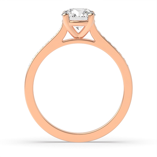 4 Prong Round Rose Gold Channel set shank Engagement Rings