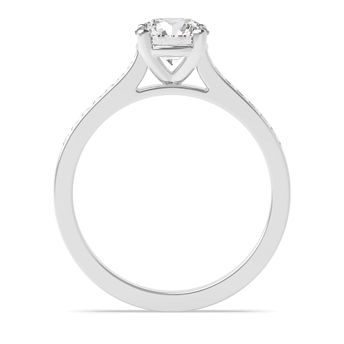4 Prong Round Channel set shank Moissanite Engagement Rings