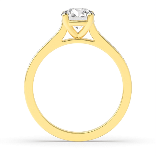4 Prong Round Yellow Gold Channel set shank Engagement Rings