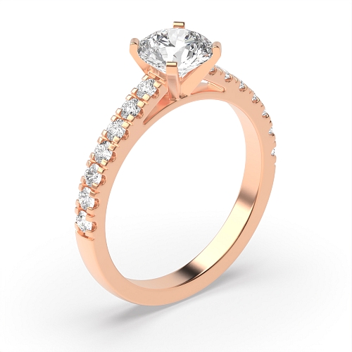 4 Prong Rose Gold Pave set shank Engagement Rings