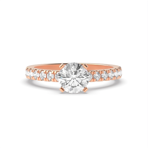 4 Prong Rose Gold Pave set shank Engagement Rings