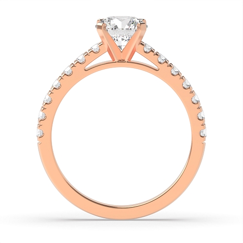4 Prong Rose Gold Pave set shank Engagement Rings