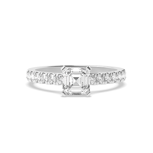 4 Prong Asscher Pave set shank Engagement Rings