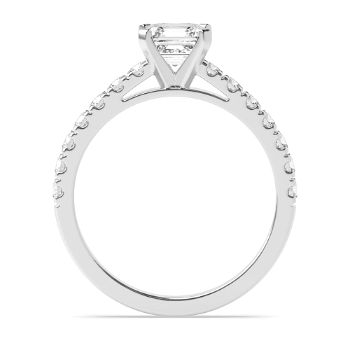 4 Prong Asscher Pave set shank Engagement Rings