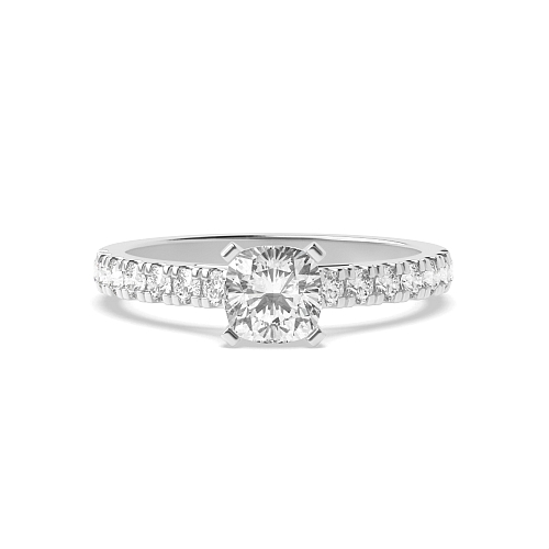 4 Prong Cushion Pave set shank Engagement Rings