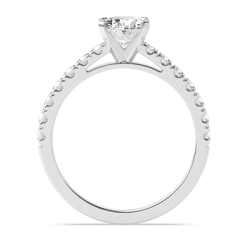 4 Prong Oval Pave set shank Side Stone Engagement Rings