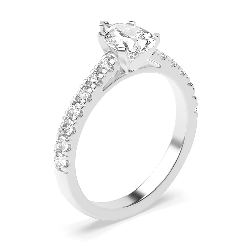 Prong Pear Pave set shank Engagement Rings