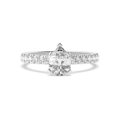 Prong Pear Pave set shank Engagement Rings