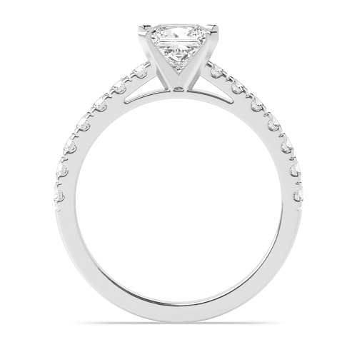 4 Prong Princess Pave set shank Engagement Rings
