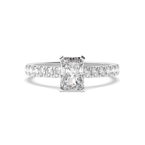 4 Prong Radiant Pave set shank Engagement Rings
