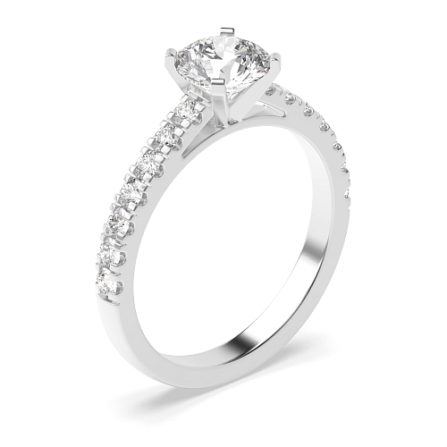4 Prong Pave set shank Engagement Rings