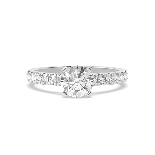 4 Prong Pave set shank Engagement Rings