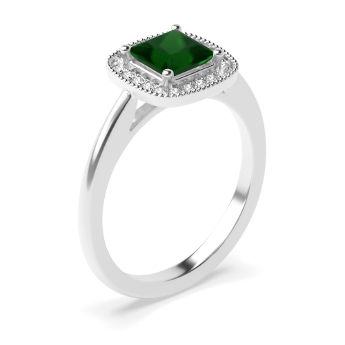 4 Prong Princess Halo Engagement Rings