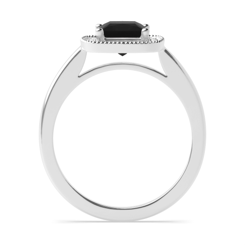 4 Prong Princess Miligrain edge Black Diamond Engagement Rings