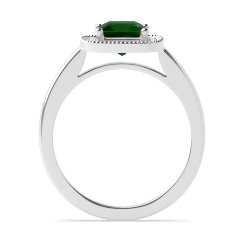 4 Prong Princess Miligrain edge Emerald Engagement Rings
