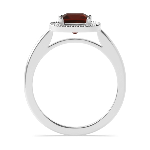 4 Prong Princess Miligrain edge Garnet Halo Engagement Rings