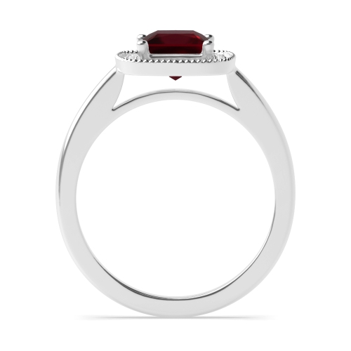 4 Prong Princess Miligrain edge Ruby Engagement Rings