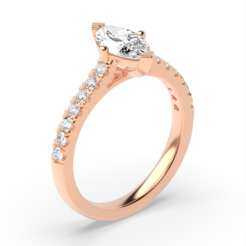 4 Prong Marquise Rose Gold Boat setting Engagement Rings