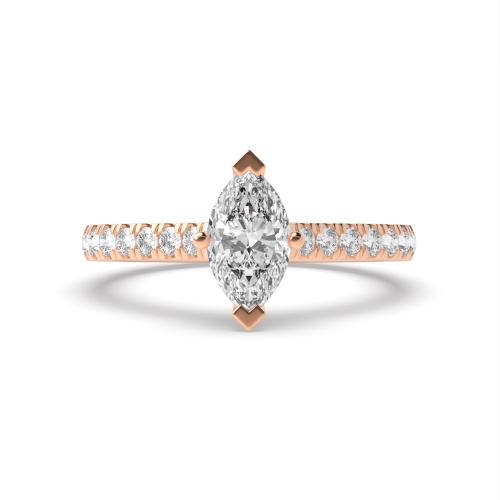 4 Prong Marquise Rose Gold Boat setting Engagement Rings
