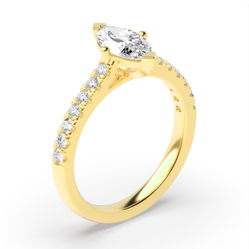 4 Prong Marquise Yellow Gold Boat setting Engagement Rings