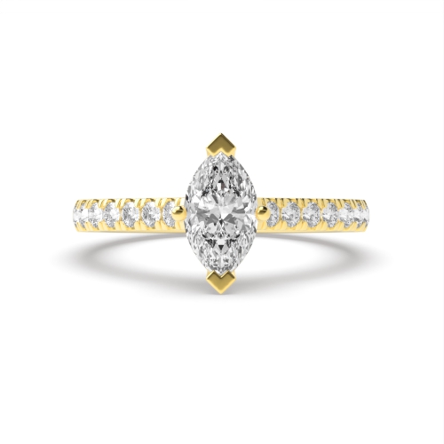 4 Prong Marquise Yellow Gold Boat setting Engagement Rings