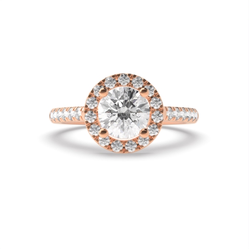 4 Prong Round Rose Gold Classic Halo Engagement Rings