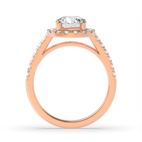 4 Prong Round Rose Gold Classic Halo Engagement Rings