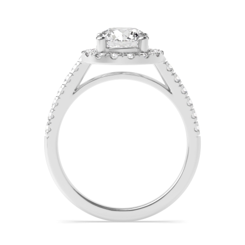 4 Prong Round Silver Classic Side Stone Engagement Rings