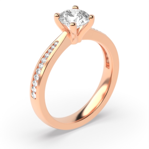 4 Prong Round Rose Gold Open set v claw Engagement Rings